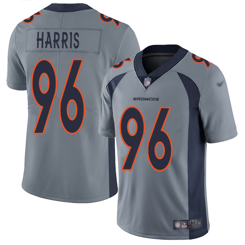 Men Denver Broncos #96 Shelby Harris Limited Silver Inverted Legend Football NFL Jersey